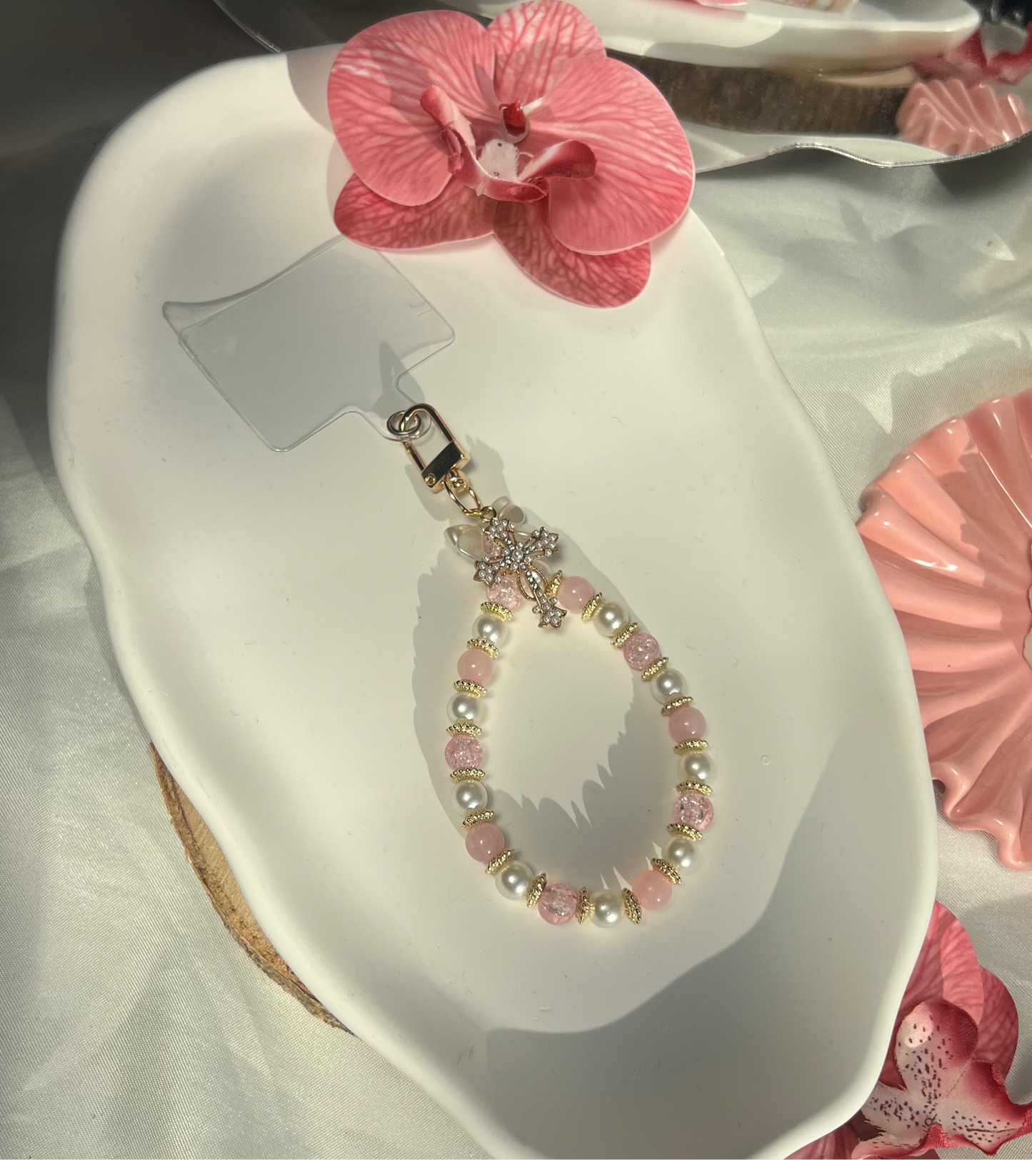 Bijoux de téléphone rose