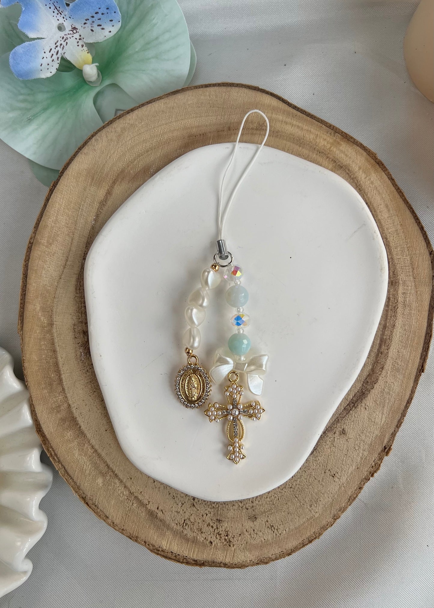 Chapelet Sérénité en Agate bleu clair