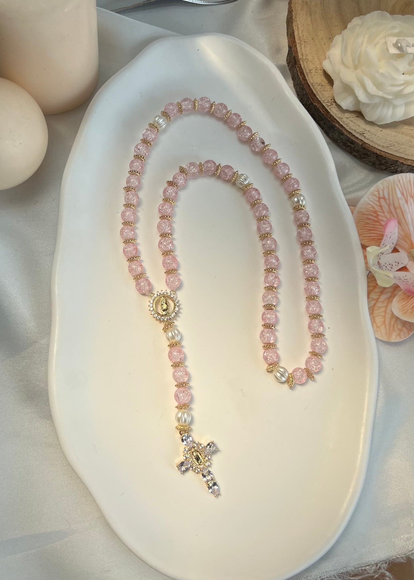 Chapelet Marie en rose
