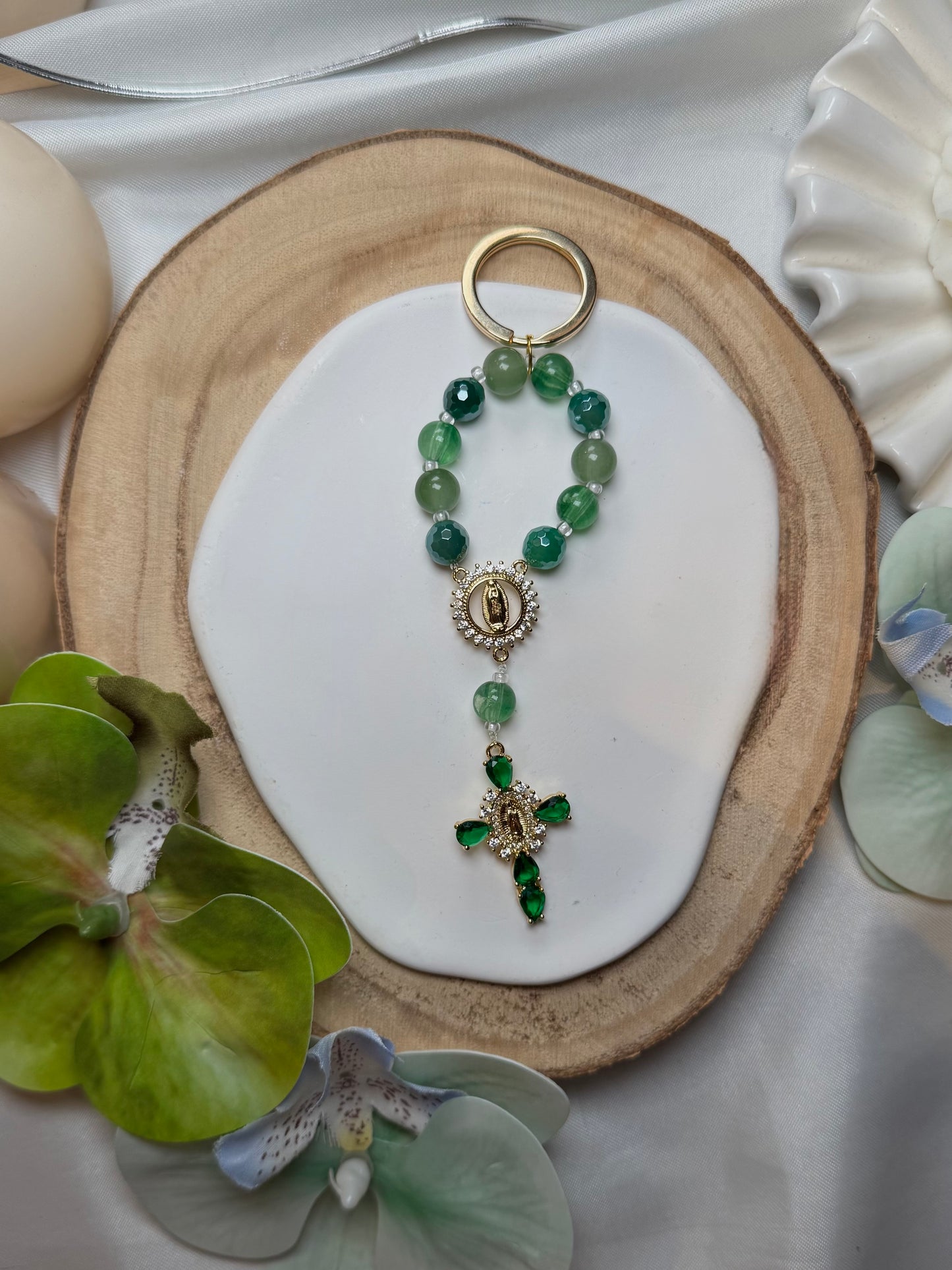 Chapelet Olivier en Agate verte