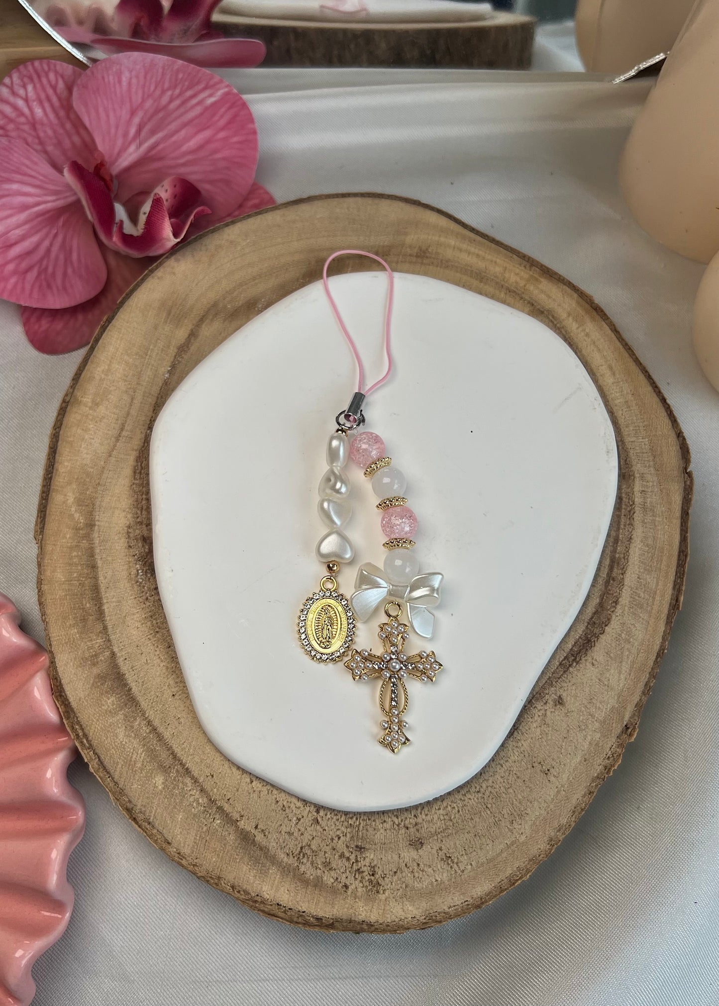 porte clé rose avec dragonne