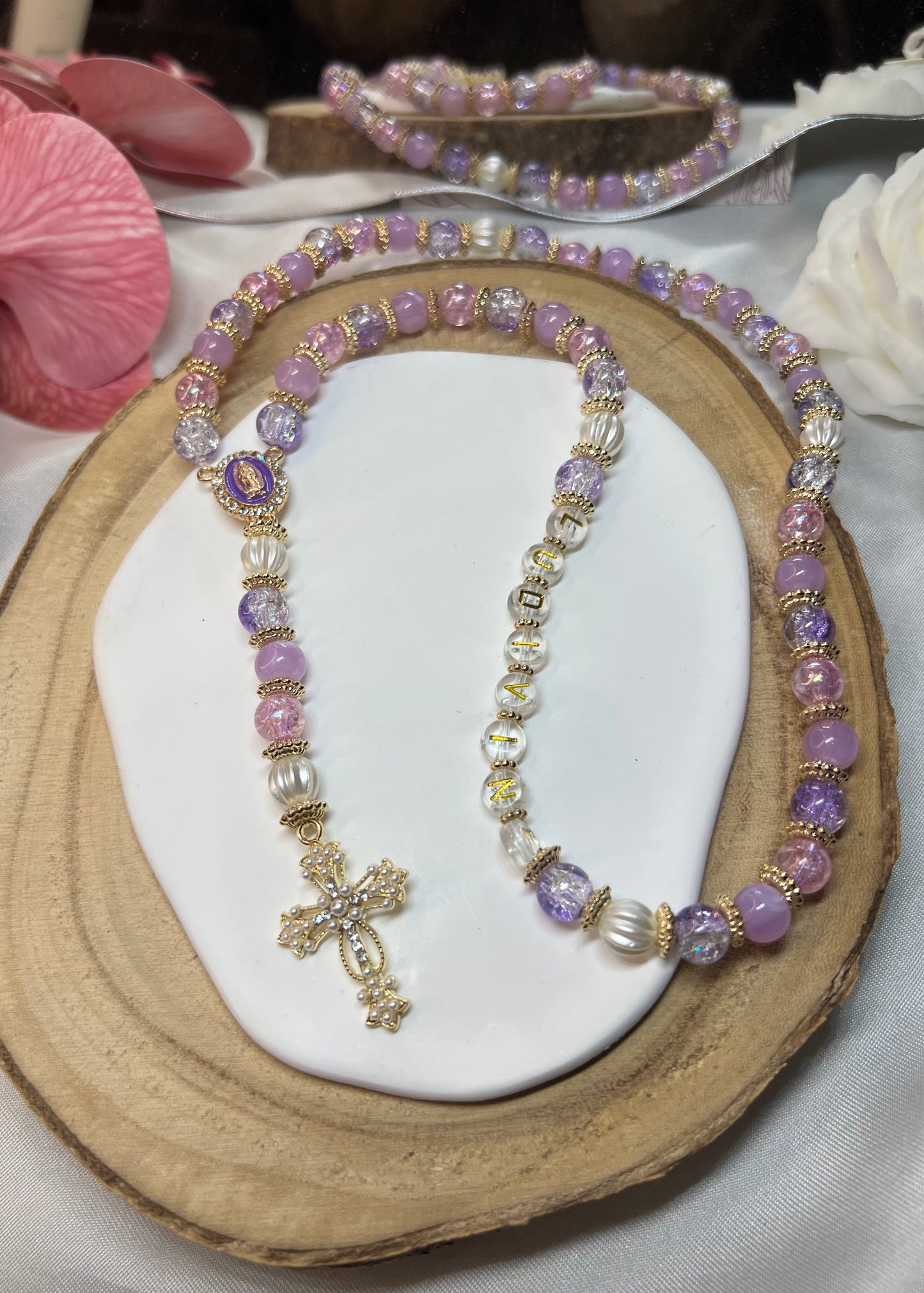 Lot 3 chapelets avec prénoms