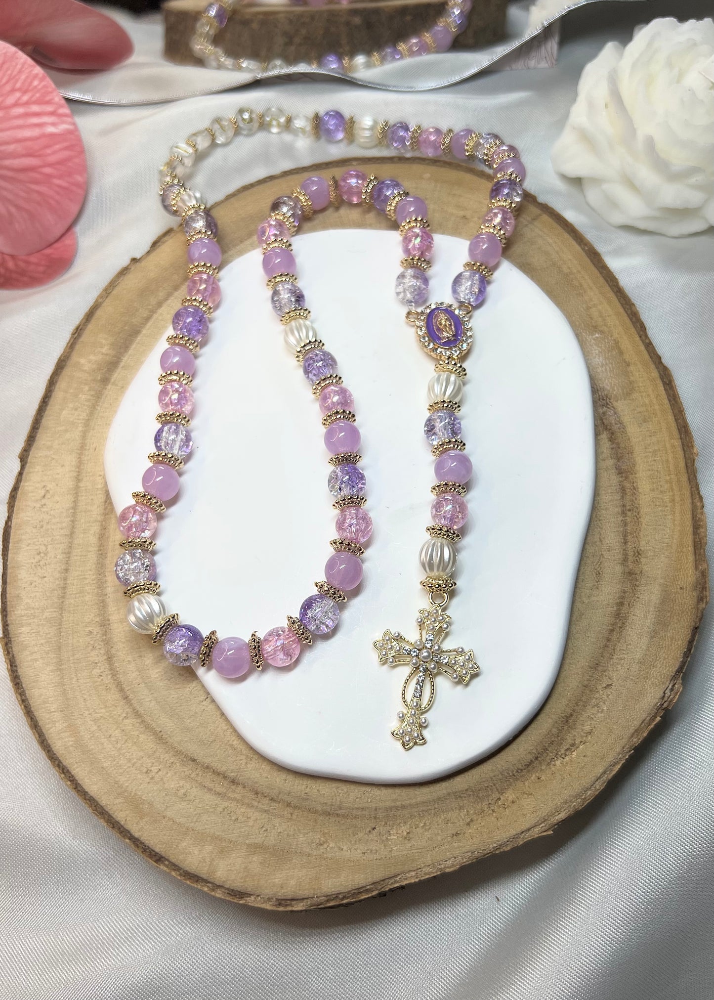 Lot 3 chapelets avec prénoms