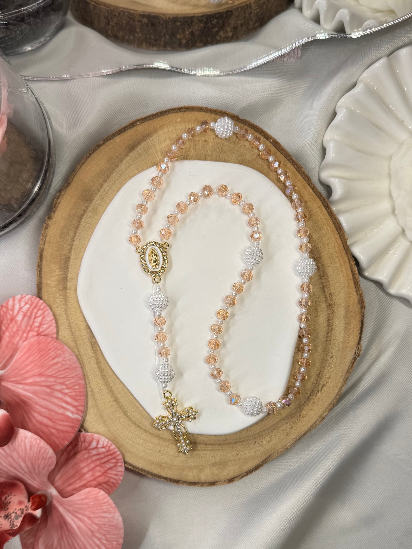 Chapelet rose et blanc