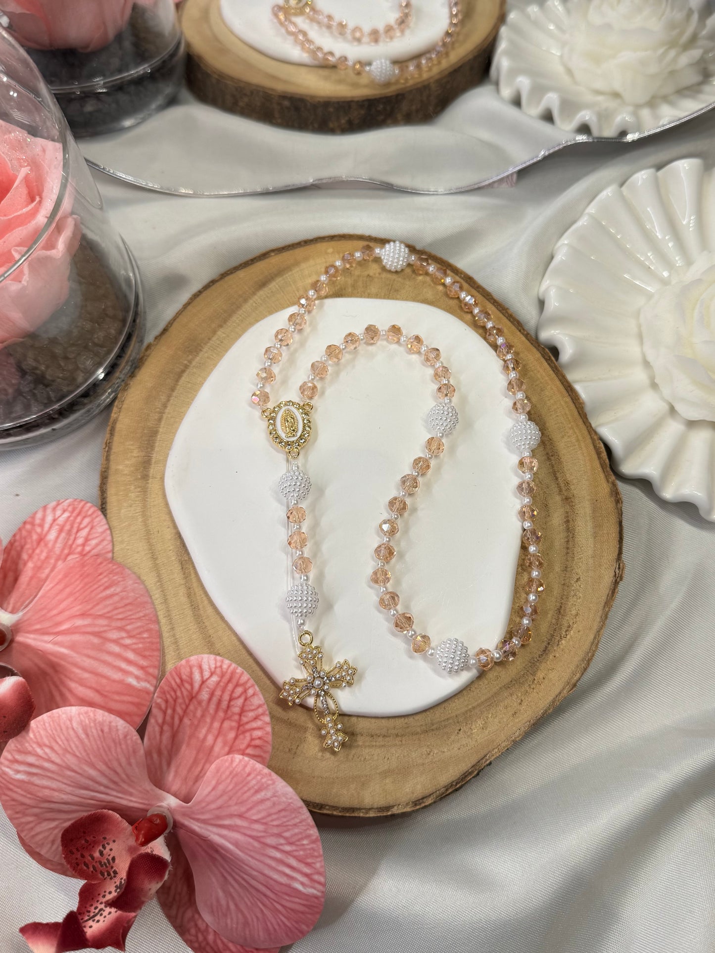 Chapelet rose et blanc