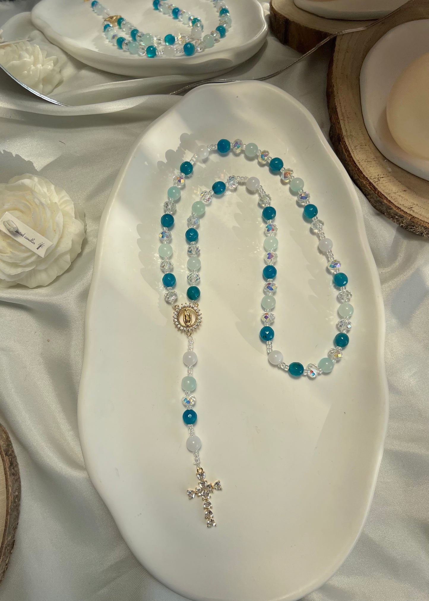 Chapelet Céleste en Agate turquoise