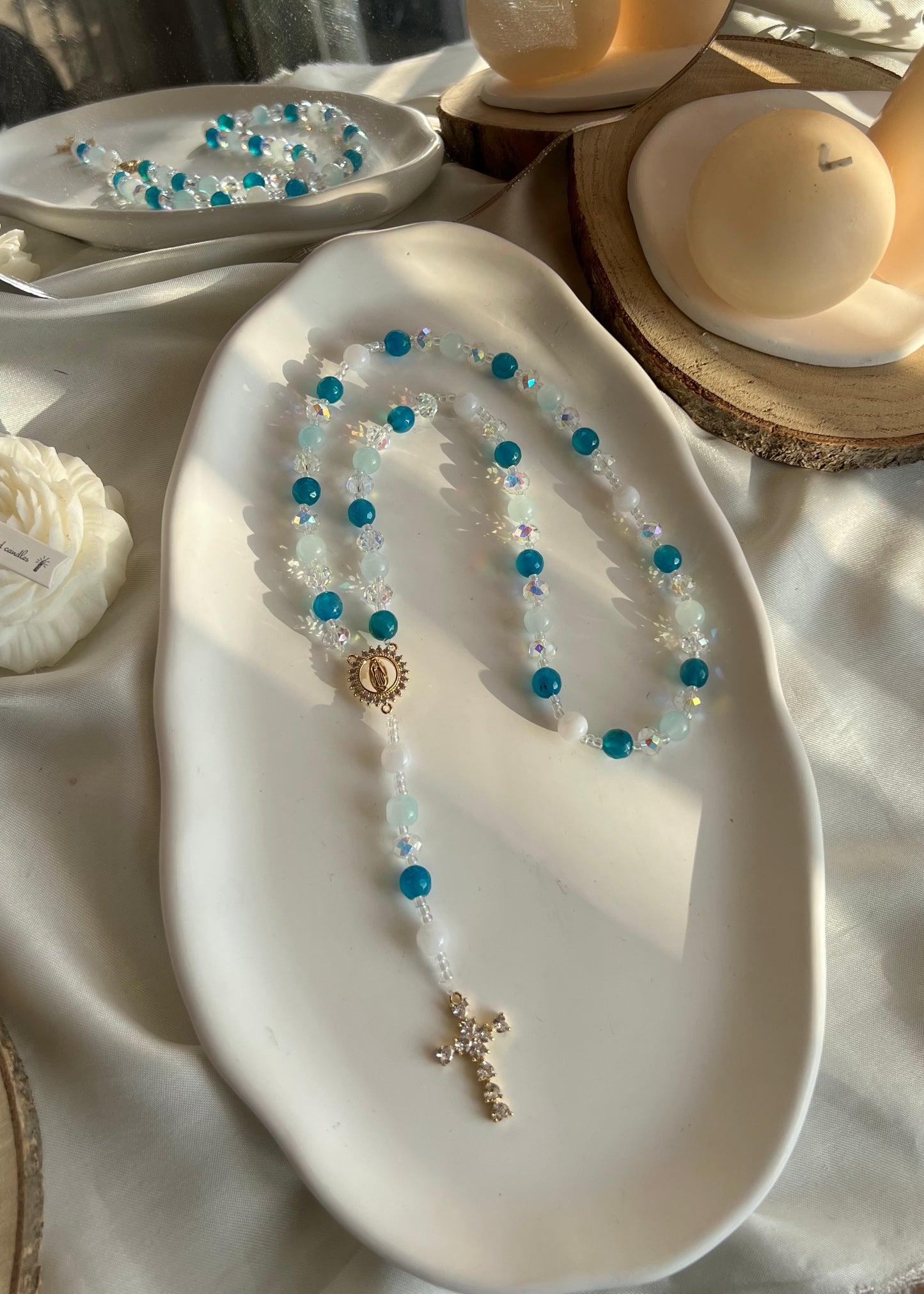 Chapelet Céleste en Agate turquoise