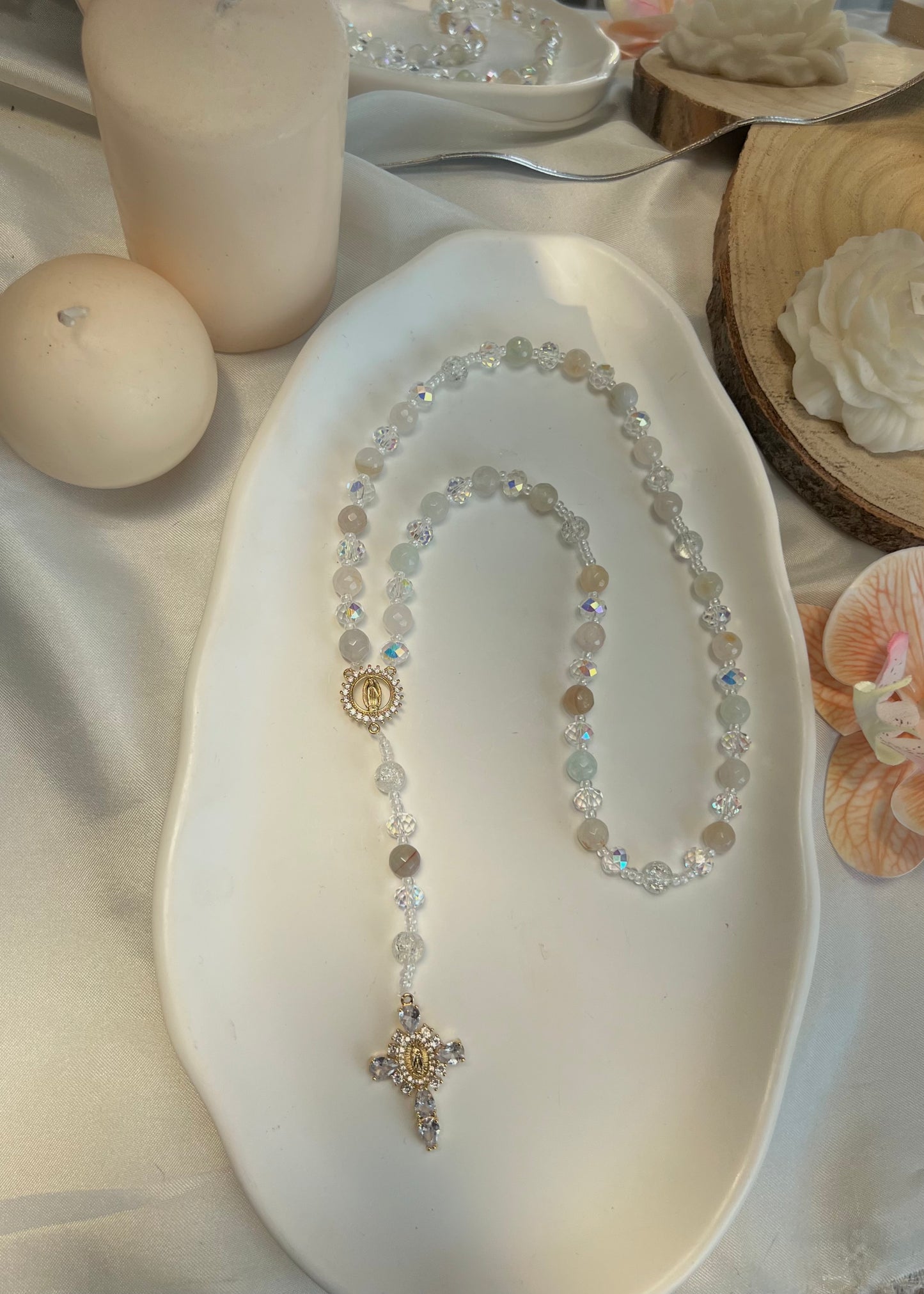 Chapelet Grâce divine en Agate rose