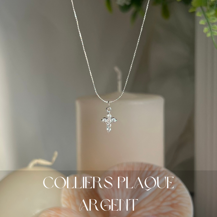 colliers plaque argent