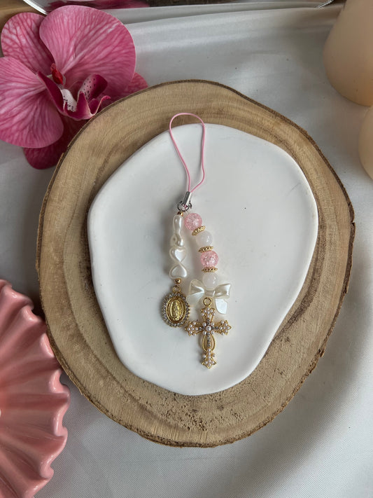 porte clé rose avec dragonne
