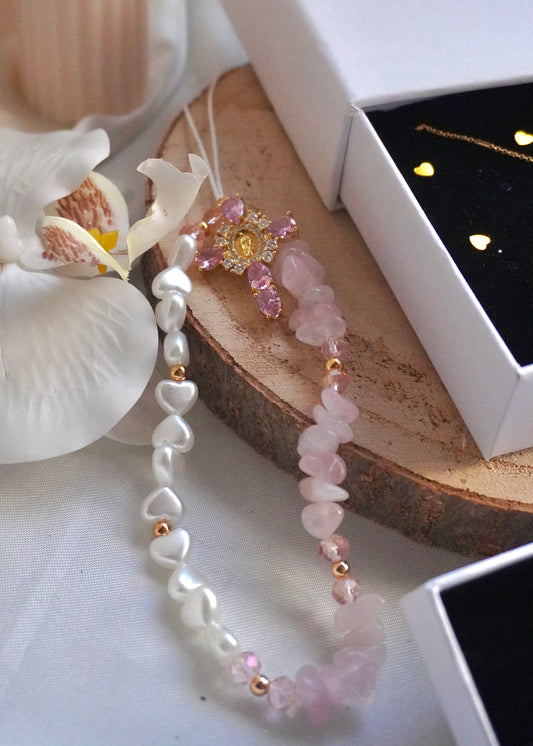 Bijoux de téléphone en quartz rose