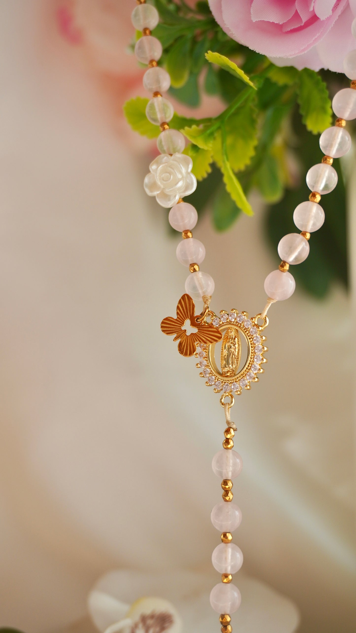 chapelet de rétro personnalisé en quart rose