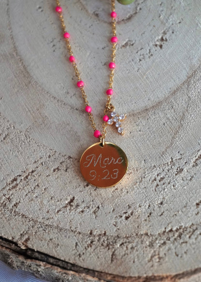 Médaille ronde simple avec croix