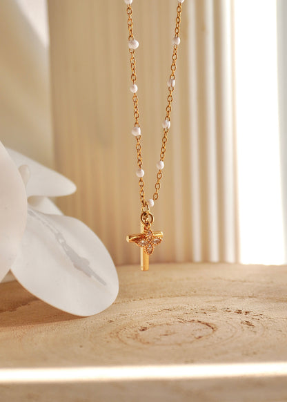 Collier croix + trèfle (Couleur de la chaîne au choix !)
