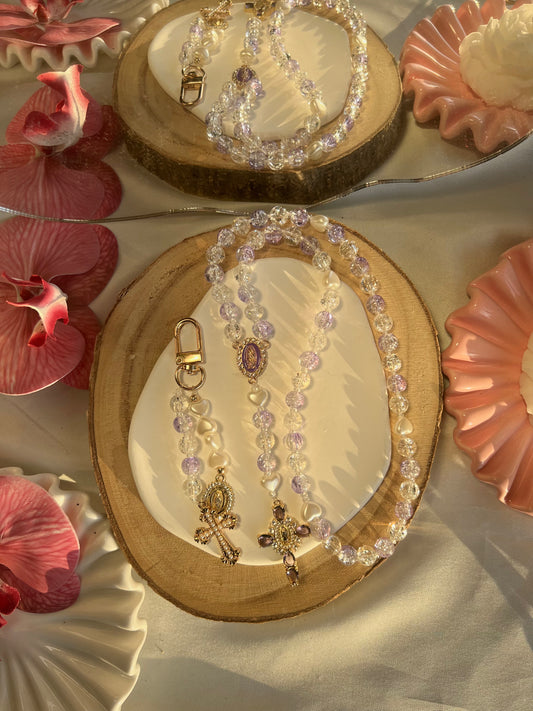 Chapelet lila et transparant