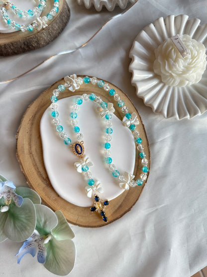 Chapelet bleu turquoise a noeud