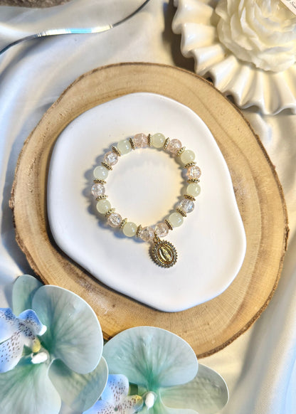 Bracelet avec médaillon de la vierge marie blanc