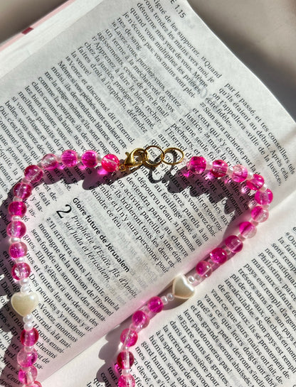 Chapelet de rétroviseur fuschia