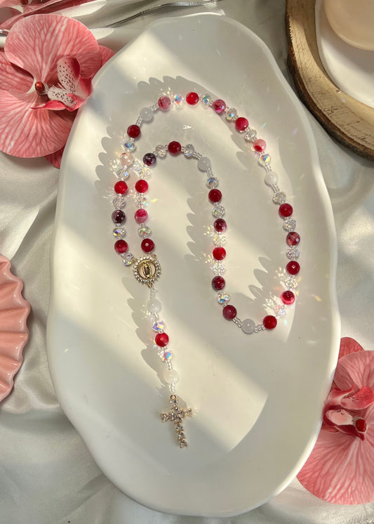 Chapelet Rosa en Agate fuchsia
