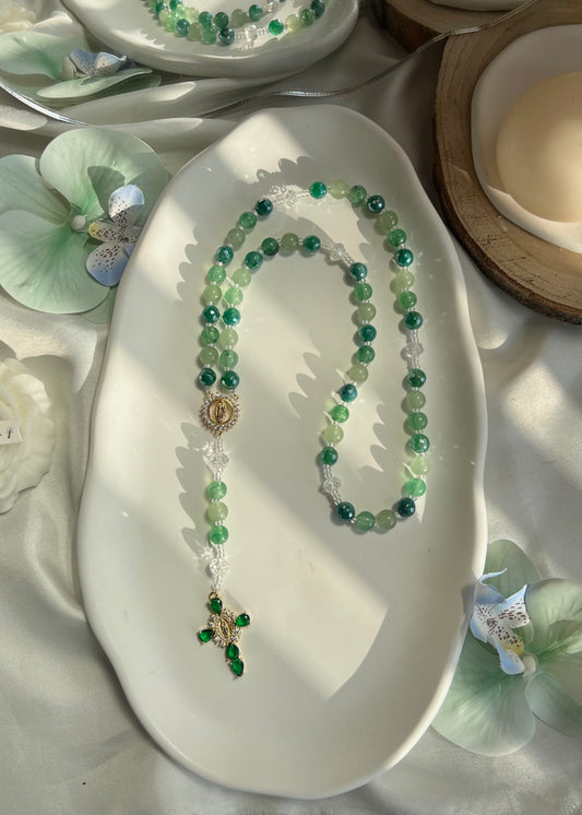 Chapelet Olivier en Agate verte
