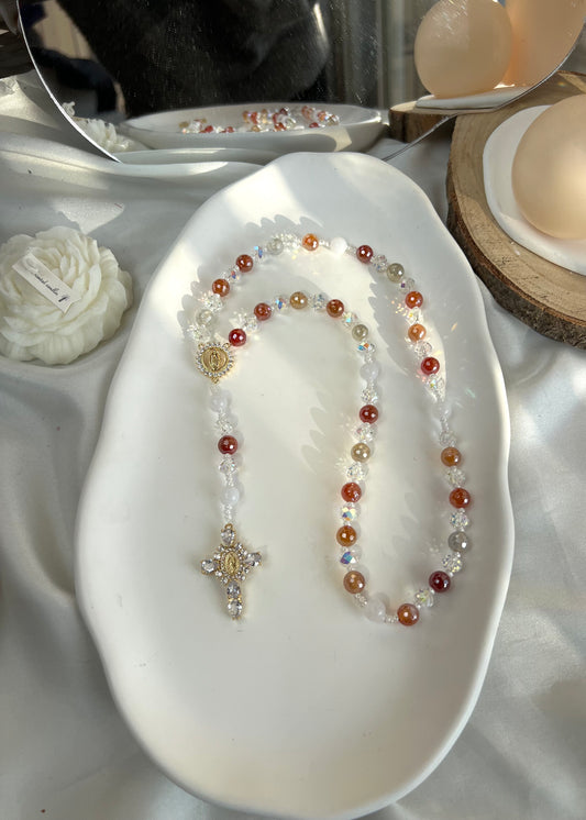 Chapelet Ember en Agate orange