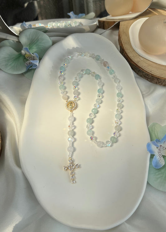Chapelet Sérénité en Agate bleu clair