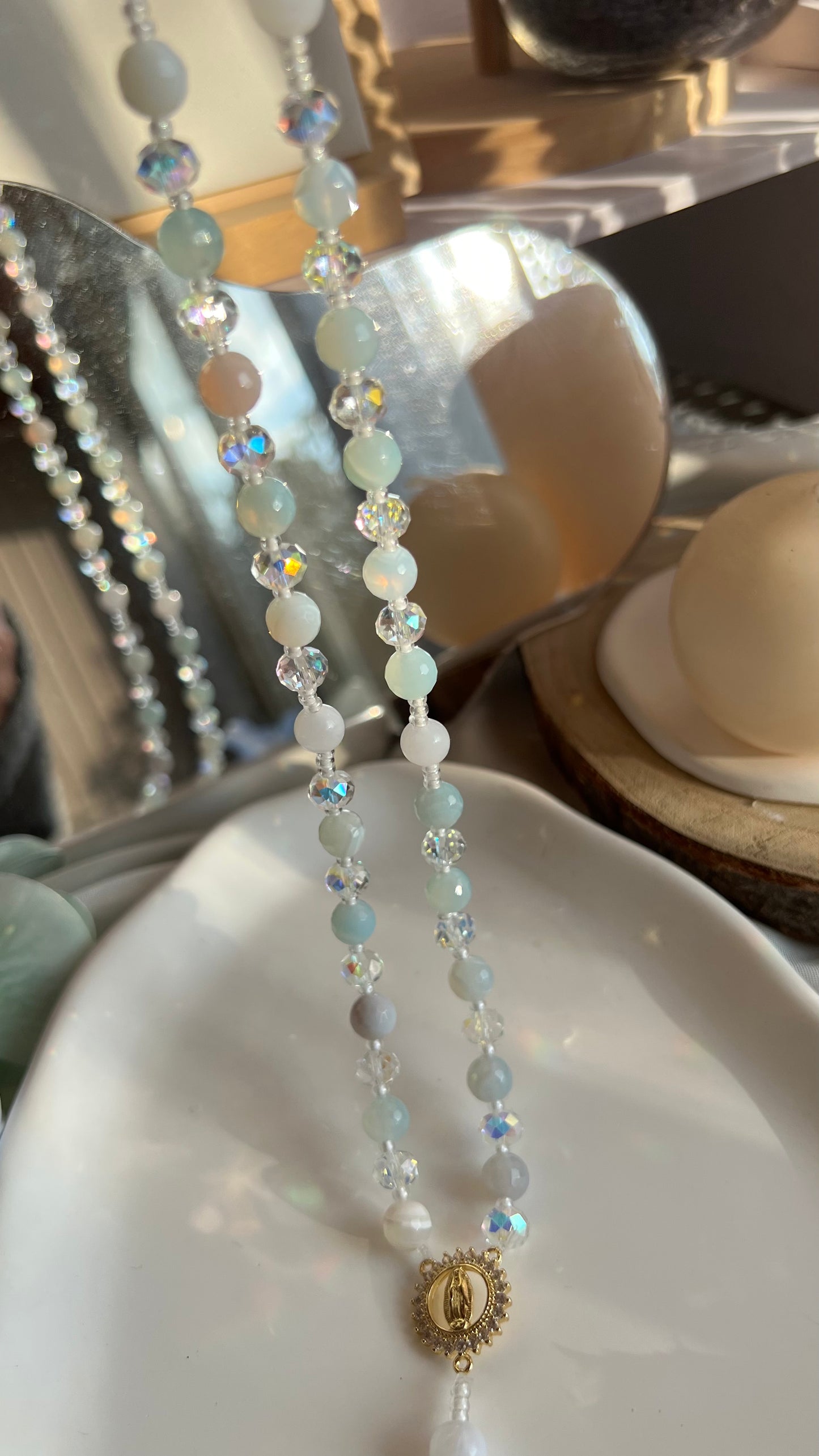 Chapelet Sérénité en Agate bleu clair