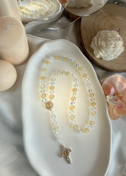 Chapelet Lumière en Calcite Jaune
