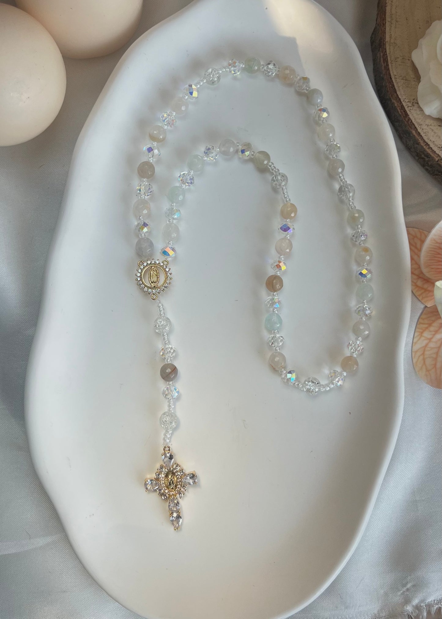 Chapelet Grâce divine en Agate rose